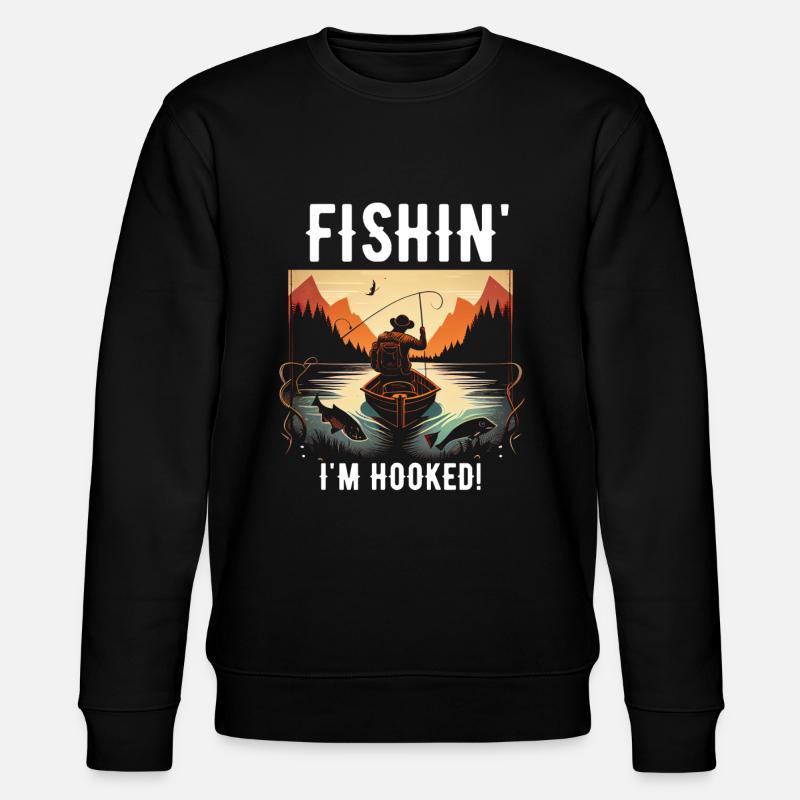 Fishin Ich bin süchtig - Stanley/Stella Unisex Bio-Sweatshirt CHANGER  - Schwarz