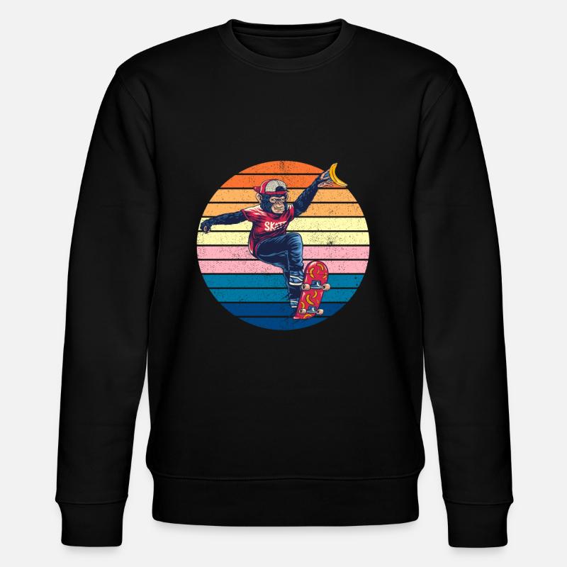 Monkey Gorilla Skateboard Frygt - Stanley/Stella økologisk unisex-sweatshirt CHANGER  - sort