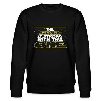 Sarkasmus in einer weit entfernten Galaxis - Stanley/Stella Unisex Bio-Sweatshirt CHANGER  - Schwarz - Vorne - Nik (191cm) & Marisol (170cm)