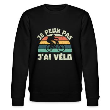 Ich kann nicht, ich fahre Fahrrad Biker Geschenk - Stanley/Stella Unisex Bio-Sweatshirt CHANGER  - Schwarz - Vorne - Nik (191cm) & Marisol (170cm)