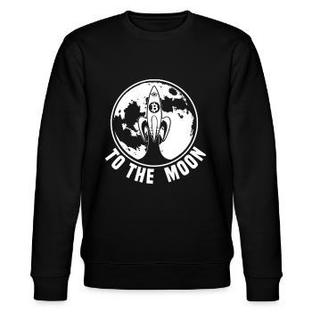 Bitcoin Rakete Bitcoin to the Moon Bitcoin - Stanley/Stella Unisex Bio-Sweatshirt CHANGER  - Schwarz - Vorne - Nik (191cm) & Marisol (170cm)