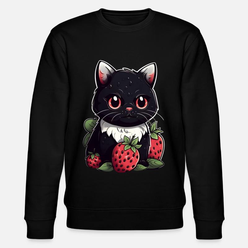 Ragamuffin Erdbeere Katze Geschenk - Stanley/Stella Unisex Bio-Sweatshirt CHANGER  - Schwarz