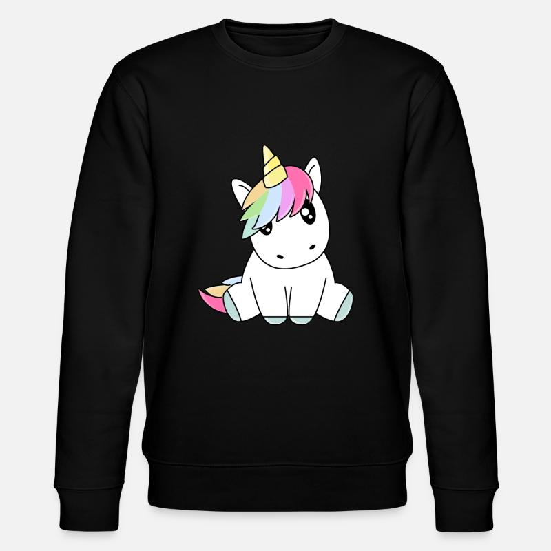 Süsses sitzendes Einhorn - Stanley/Stella Unisex Bio-Sweatshirt CHANGER  - Schwarz