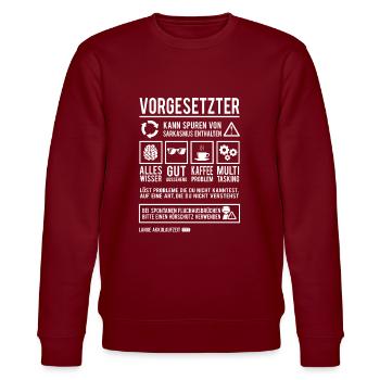 Vorgesetzter Abteilungsleitung Manager Humor - Stanley/Stella Unisex Bio-Sweatshirt CHANGER  - Burgunderrot - Vorne - Nik (191cm) & Marisol (170cm)