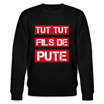 tut tut fils de pute | voiture mécanique - Sweat bio CHANGER Stanley/Stella Unisexe - noir - Devant - Nik (191cm) & Marisol (170cm)