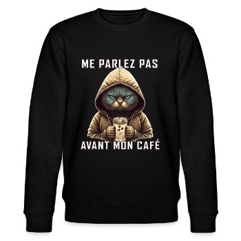 Chat Pas D'humeur avant le café Pachié - Sweat bio CHANGER Stanley/Stella Unisexe - noir - Devant - Nik (191cm) & Marisol (170cm)