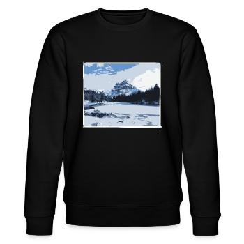 Outdoor Wandern Bergsport Alpen Berge Wintersport - Stanley/Stella Unisex Bio-Sweatshirt CHANGER  - Schwarz - Vorne - Nik (191cm) & Marisol (170cm)