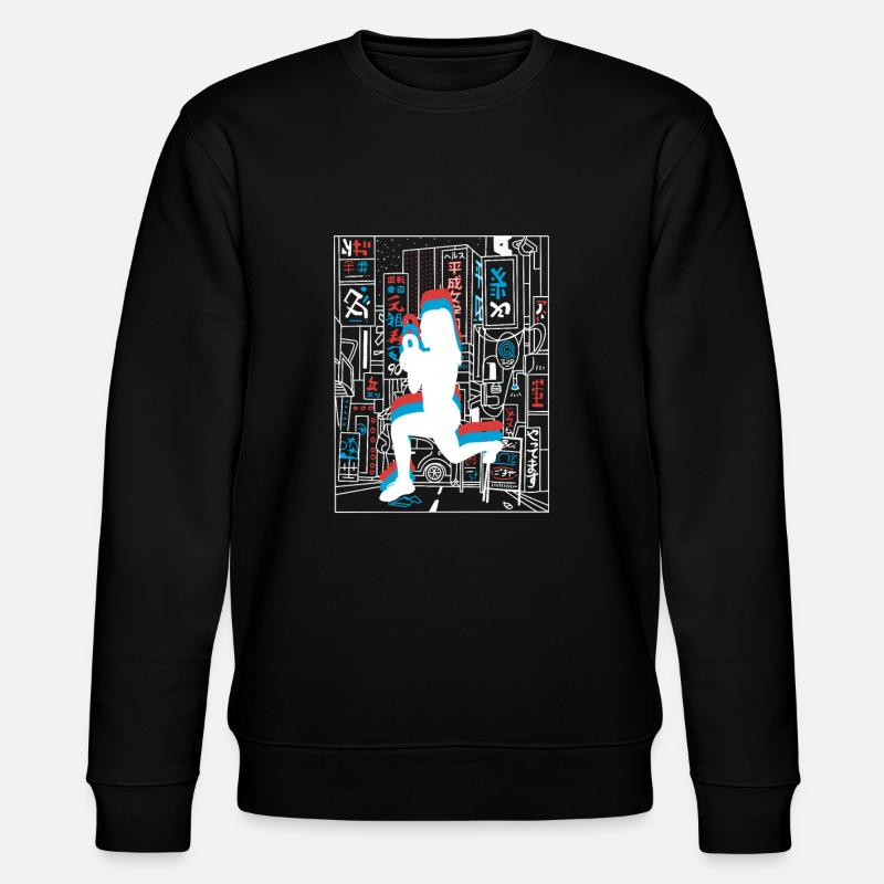 Vaporwave Synthwave Skyline HIIT - Stanley/Stella Unisex Bio-Sweatshirt CHANGER  - Schwarz