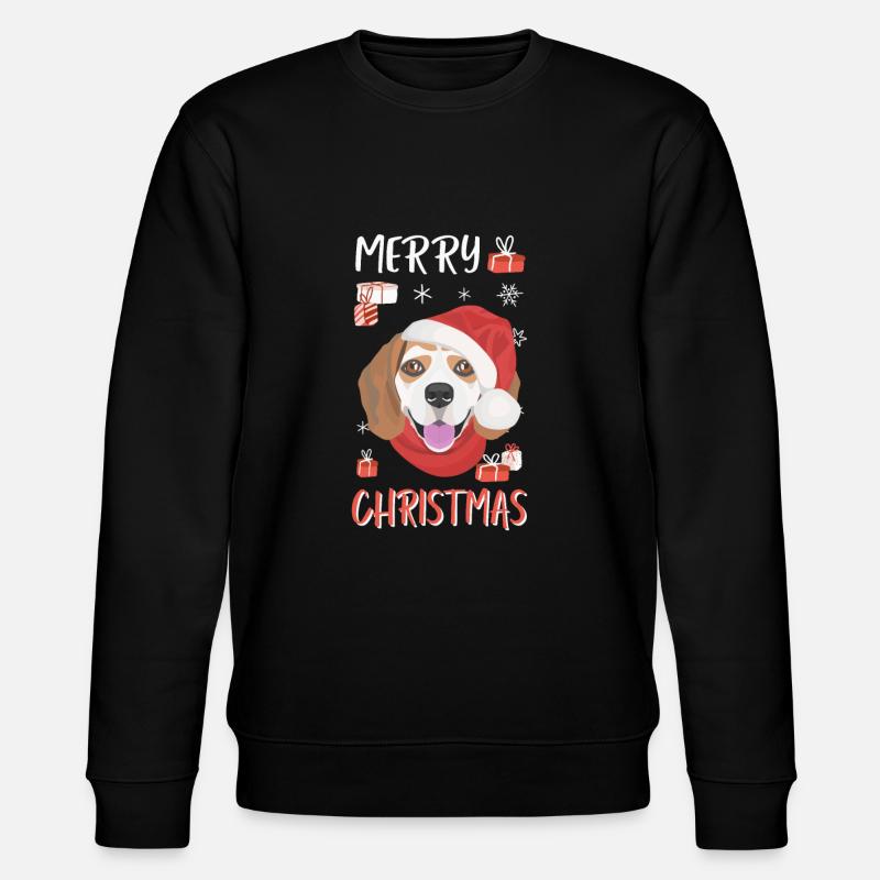 Beagle Frohe Weihnachten - Stanley/Stella Unisex Bio-Sweatshirt CHANGER  - Schwarz