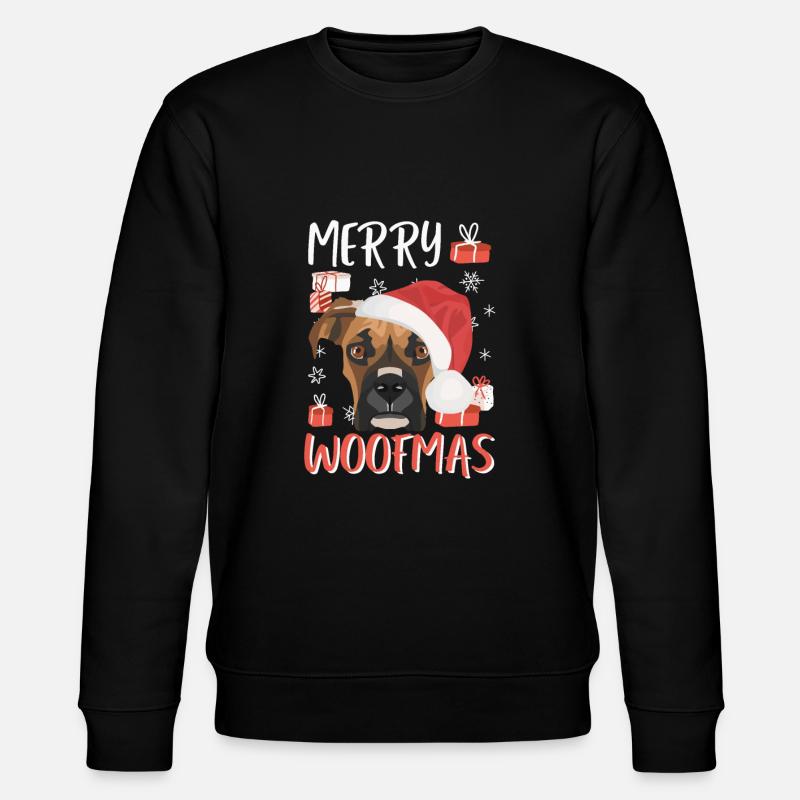 Boxer Frohe Weihnachten - Stanley/Stella Unisex Bio-Sweatshirt CHANGER  - Schwarz