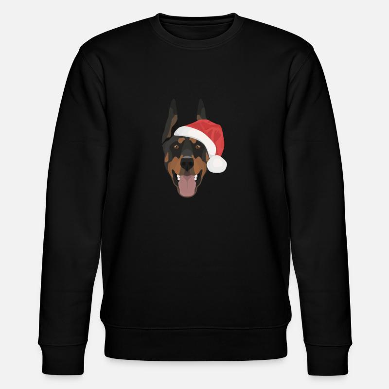 Dobermann Frohe Weihnachten - Stanley/Stella Unisex Bio-Sweatshirt CHANGER  - Schwarz