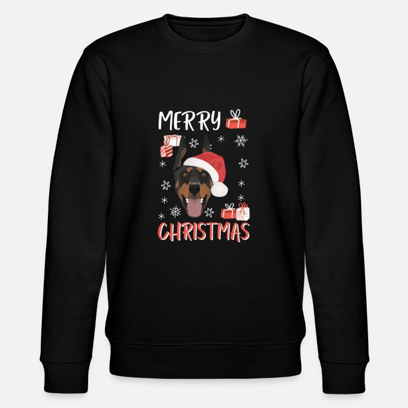 Dobermann Frohe Weihnachten - Stanley/Stella Unisex Bio-Sweatshirt CHANGER  - Schwarz