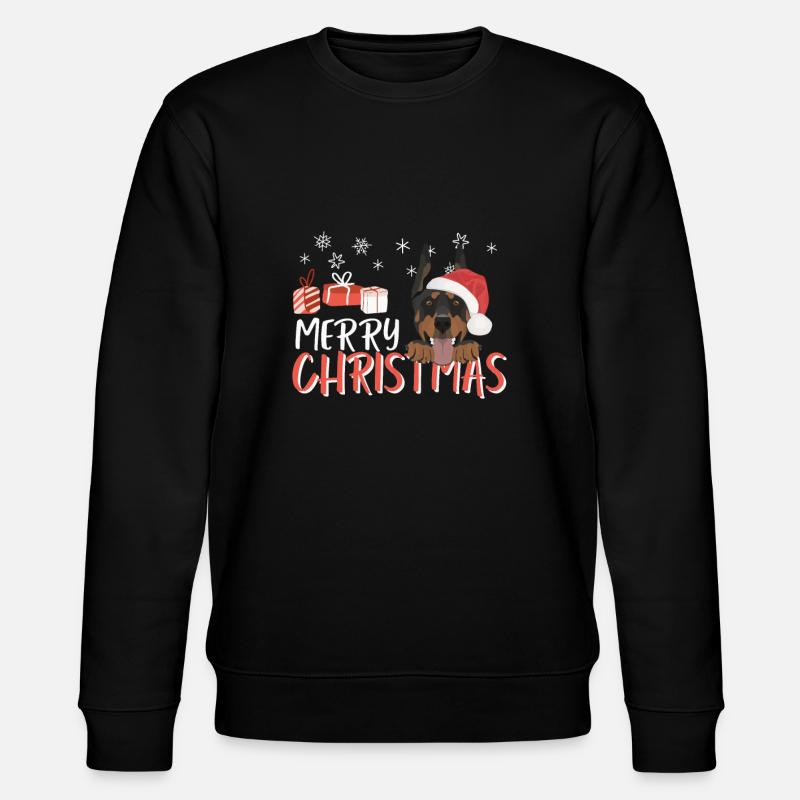 Dobermann Frohe Weihnachten - Stanley/Stella Unisex Bio-Sweatshirt CHANGER  - Schwarz