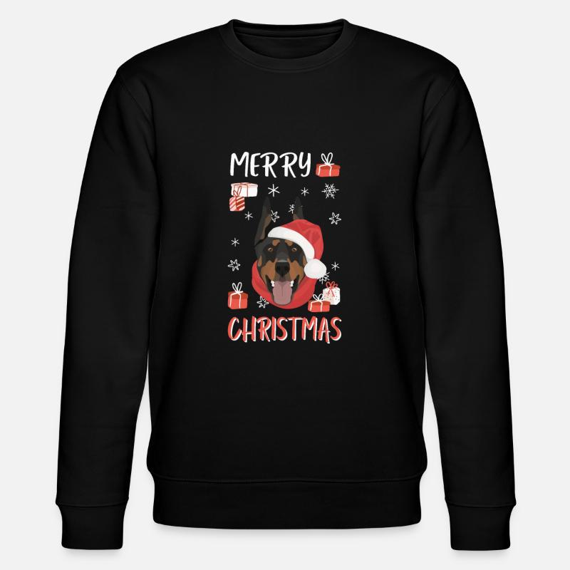 Dobermann Frohe Weihnachten - Stanley/Stella Unisex Bio-Sweatshirt CHANGER  - Schwarz
