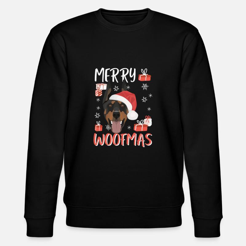 Dobermann Frohe Weihnachten - Stanley/Stella Unisex Bio-Sweatshirt CHANGER  - Schwarz