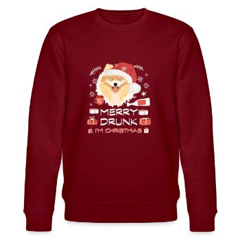 Zwergspitz Weihnachtsmarkt - Stanley/Stella Unisex Bio-Sweatshirt CHANGER  - Burgunderrot - Vorne - Nik (191cm) & Marisol (170cm)