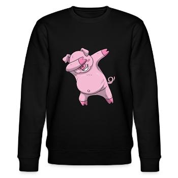 Dabbing Schwein Dab Sau Shirt Kinder Siegespose - Stanley/Stella Unisex Bio-Sweatshirt CHANGER  - Schwarz - Vorne - Nik (191cm) & Marisol (170cm)