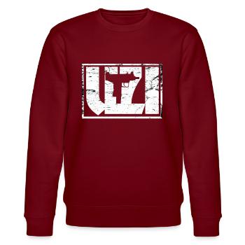 UZI-Waffe - Stanley/Stella Unisex Bio-Sweatshirt CHANGER  - Burgunderrot - Vorne - Nik (191cm) & Marisol (170cm)