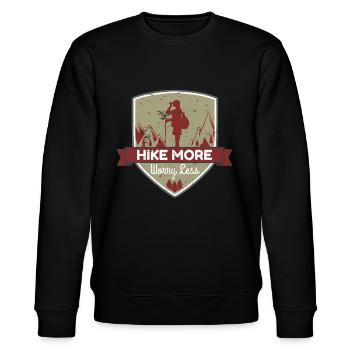 More Hiking Less Worrying - Stanley/Stella CHANGER Unisex Organic Sweatshirt - black - Front - Nik (191cm) & Marisol (170cm)