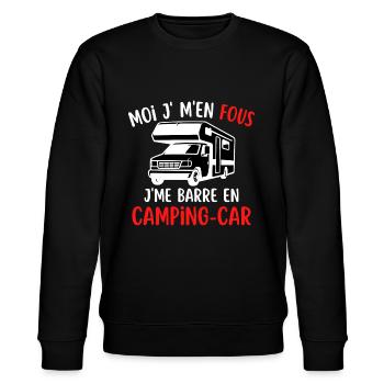 T-shirt Humour Camping car moi je m en fous - Sweat bio CHANGER Stanley/Stella Unisexe - noir - Devant - Nik (191cm) & Marisol (170cm)