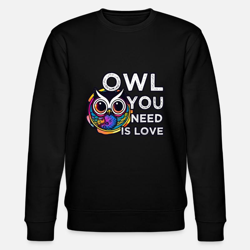 Liebe zählt Eule Eulen - Stanley/Stella Unisex Bio-Sweatshirt CHANGER  - Schwarz
