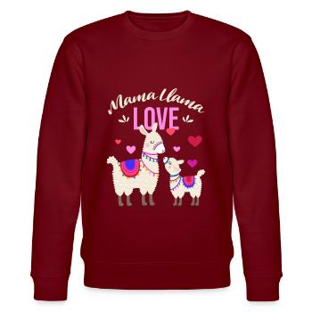 Mama Llama - Muttertag & Schwangerschaft Geschenk - Stanley/Stella Unisex Bio-Sweatshirt CHANGER  - Burgunderrot - Vorne - Nik (191cm) & Marisol (170cm)