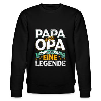 Papa und Opa zwei Titel Eine Legende - Stanley/Stella Unisex Bio-Sweatshirt CHANGER  - Schwarz - Vorne - Nik (191cm) & Marisol (170cm)