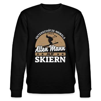 Ski Skier Skifahren Alter mann Unterschätzen - Stanley/Stella Unisex Bio-Sweatshirt CHANGER  - Schwarz - Vorne - Nik (191cm) & Marisol (170cm)