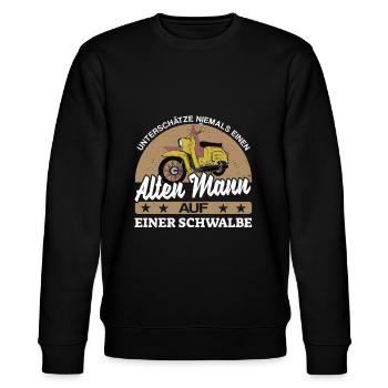 Alter Mann Schwalbe Mofa moped - Stanley/Stella Unisex Bio-Sweatshirt CHANGER  - Schwarz - Vorne - Nik (191cm) & Marisol (170cm)