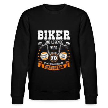 Biker Motorrad Motorradfahrer 70. Geburtstag - Stanley/Stella Unisex Bio-Sweatshirt CHANGER  - Schwarz - Vorne - Nik (191cm) & Marisol (170cm)
