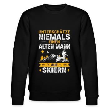 Alter Mann Skifahren Skier Ski Wintersport Berge - Stanley/Stella Unisex Bio-Sweatshirt CHANGER  - Schwarz - Vorne - Nik (191cm) & Marisol (170cm)
