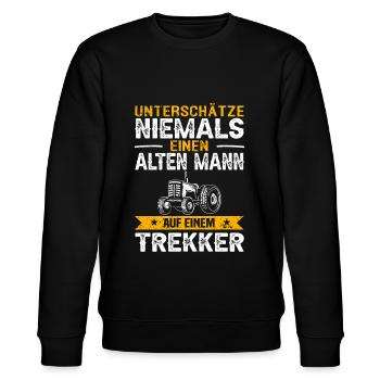 Alter Mann Trekker Traktor Bulldog Landwirtschaft - Stanley/Stella Unisex Bio-Sweatshirt CHANGER  - Schwarz - Vorne - Nik (191cm) & Marisol (170cm)