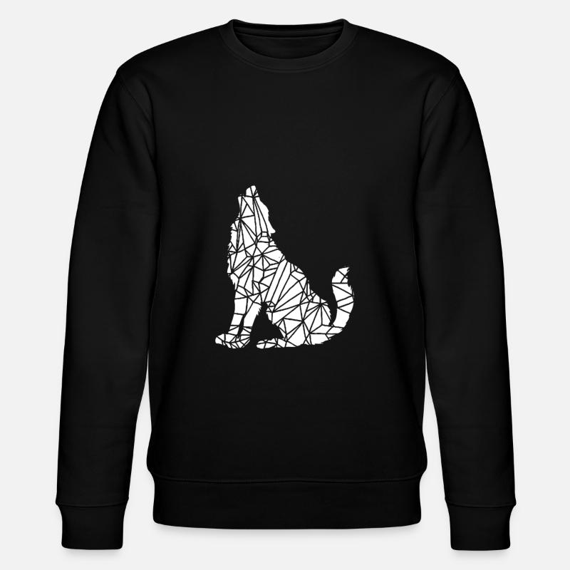 Geometrischer Wolf - Stanley/Stella Unisex Bio-Sweatshirt CHANGER  - Schwarz