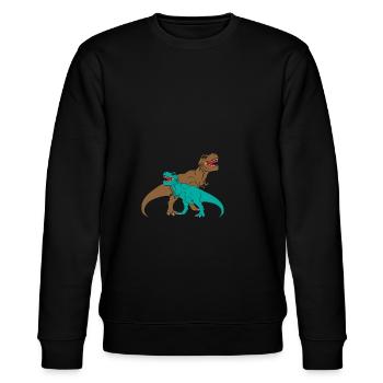 T-REX - Thyrannosaurus Rex - Stanley/Stella Unisex Bio-Sweatshirt CHANGER  - Schwarz - Vorne - Nik (191cm) & Marisol (170cm)