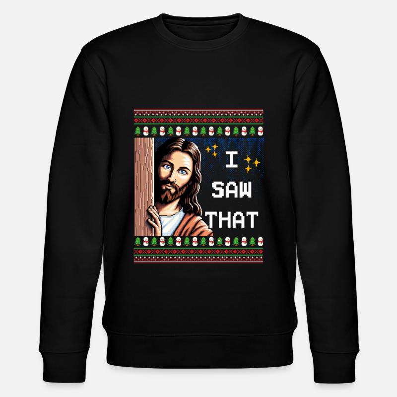 Ugly Hässlicher Weihnachtspulli Jesus Meme - Stanley/Stella Unisex Bio-Sweatshirt CHANGER - Schwarz