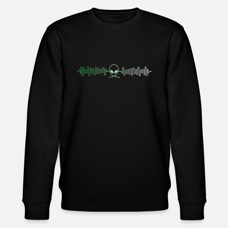 Alien science fiction nerd space heartbeat - Stanley/Stella CHANGER Unisex Organic Sweatshirt - black