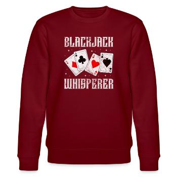 Black Jack Blackjack Kartenspiel Casino Geschenk - Stanley/Stella Unisex Bio-Sweatshirt CHANGER  - Burgunderrot - Vorne - Nik (191cm) & Marisol (170cm)