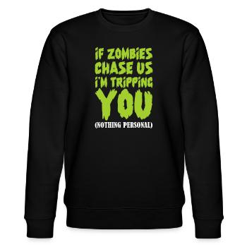 Zombie Zombie-Jäger Zombieapokalypse Geschenk - Stanley/Stella Unisex Bio-Sweatshirt CHANGER  - Schwarz - Vorne - Nik (191cm) & Marisol (170cm)