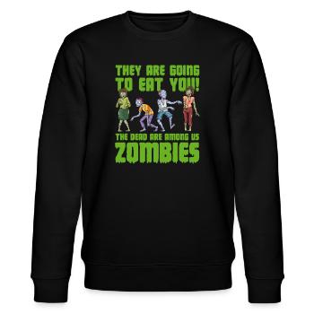 Zombie Zombie-Jäger Zombieapokalypse Geschenk - Stanley/Stella Unisex Bio-Sweatshirt CHANGER  - Schwarz - Vorne - Nik (191cm) & Marisol (170cm)