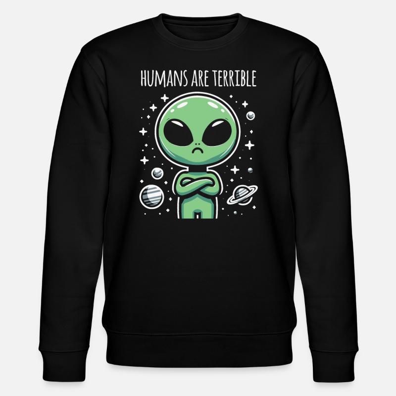 Alien Ufo Ausserirdischer Galxie Geschnek - Stanley/Stella Unisex Bio-Sweatshirt CHANGER  - Schwarz