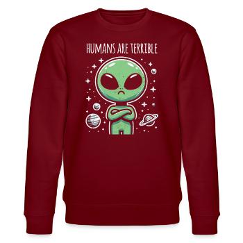 Alien - Stanley/Stella Unisex Bio-Sweatshirt CHANGER  - Burgunderrot - Vorne - Nik (191cm) & Marisol (170cm)