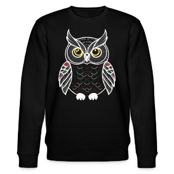 bunte Eule - Stanley/Stella Unisex Bio-Sweatshirt CHANGER  - Schwarz - Vorne - Nik (191cm) & Marisol (170cm)