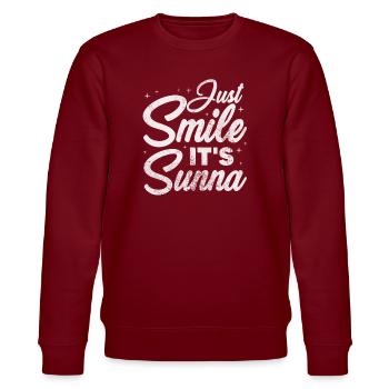 Muslim - Stanley/Stella Unisex Bio-Sweatshirt CHANGER  - Burgunderrot - Vorne - Nik (191cm) & Marisol (170cm)
