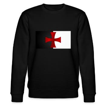 Tempelritter Kreuz - Tatzenkreuz - Templer Flagge - Stanley/Stella Unisex Bio-Sweatshirt CHANGER  - Schwarz - Vorne - Nik (191cm) & Marisol (170cm)