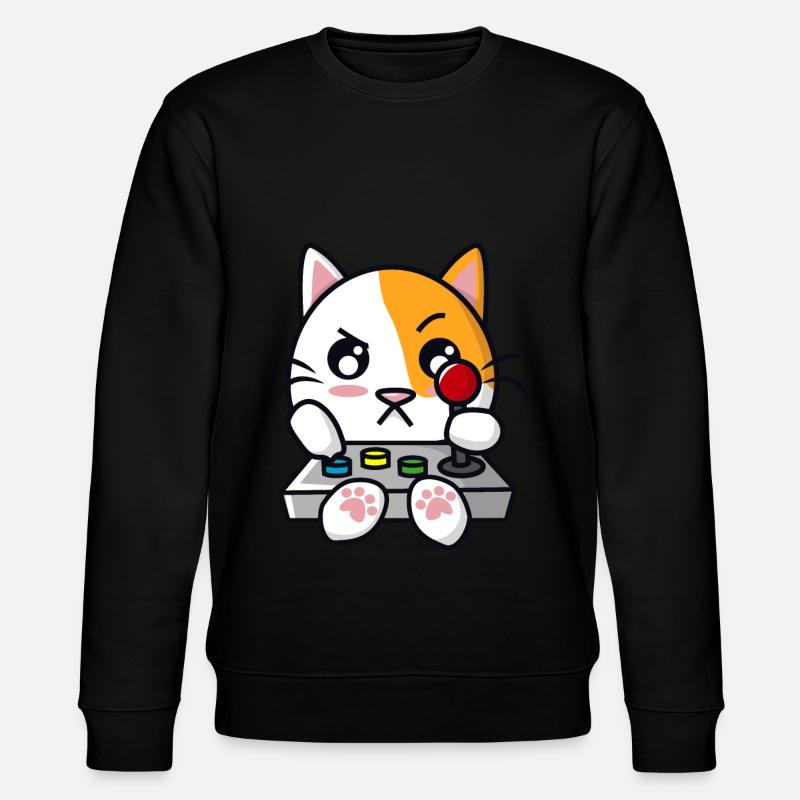 Katze mit Joystick Gamepad Controller - Stanley/Stella Unisex Bio-Sweatshirt CHANGER  - Schwarz