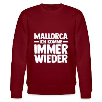 Party Urlaub Mallorca - Stanley/Stella Unisex Bio-Sweatshirt CHANGER  - Burgunderrot - Vorne - Nik (191cm) & Marisol (170cm)