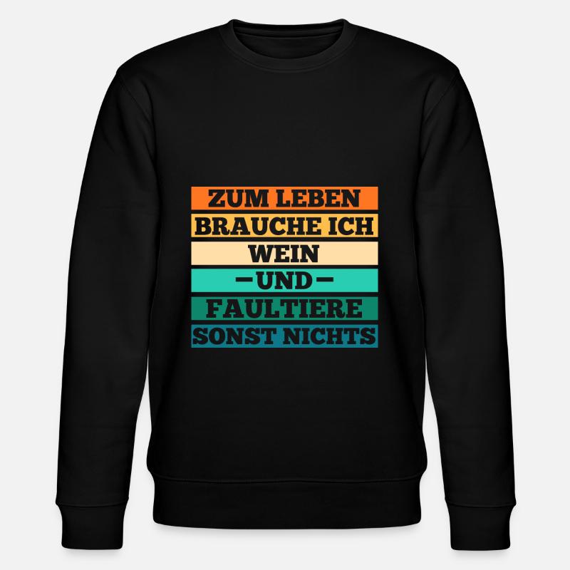 Wein Faultier - Stanley/Stella Unisex Bio-Sweatshirt CHANGER  - Schwarz