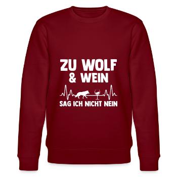 Tier Waldtier Wolf - Stanley/Stella Unisex Bio-Sweatshirt CHANGER  - Burgunderrot - Vorne - Nik (191cm) & Marisol (170cm)