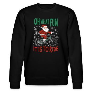 WEIHNACHTSMANN FAHRRAD LUSTIGES WEIHNACHTSGESCHENK - Stanley/Stella Unisex Bio-Sweatshirt CHANGER  - Schwarz - Vorne - Nik (191cm) & Marisol (170cm)