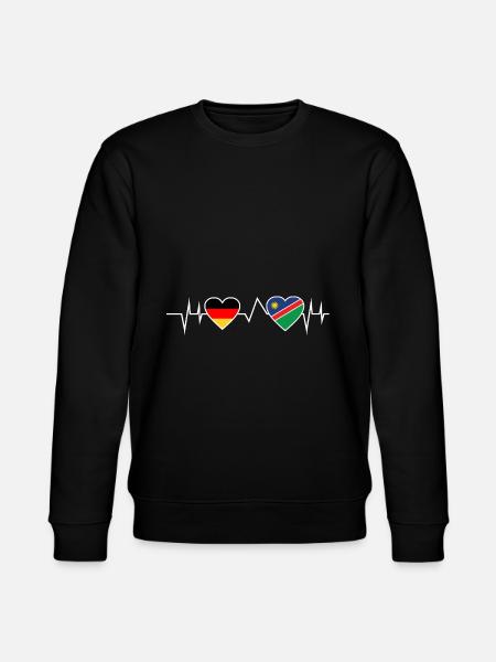 Germany Namibia Heartbeat Gift - Stanley/Stella CHANGER Unisex Organic Sweatshirt - black